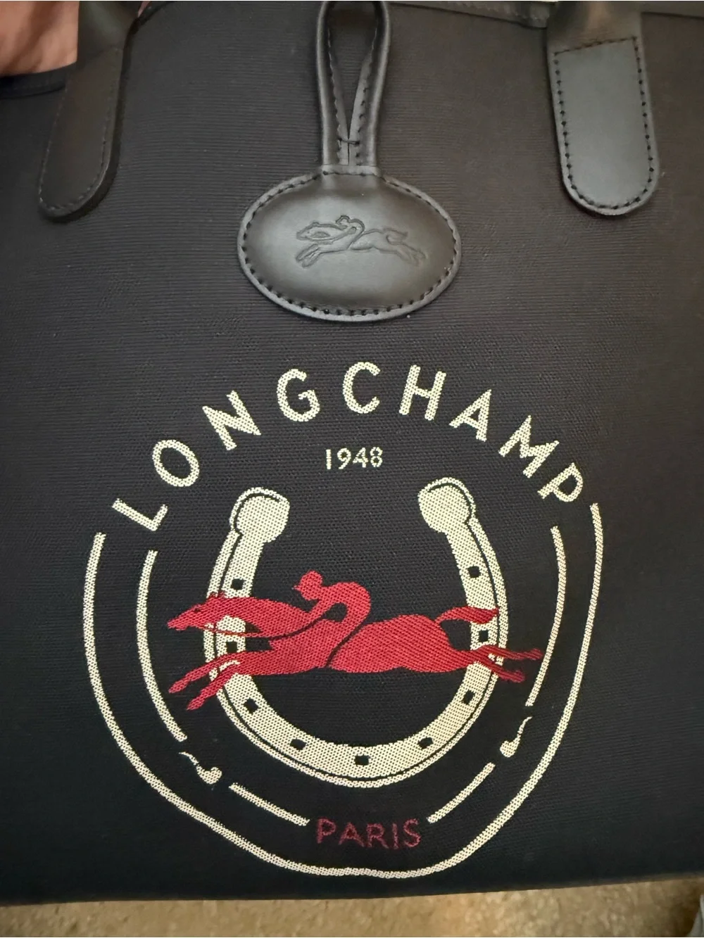 Longchamp Roseau 1948 Limited Edition Navy Canvas Tote Bag